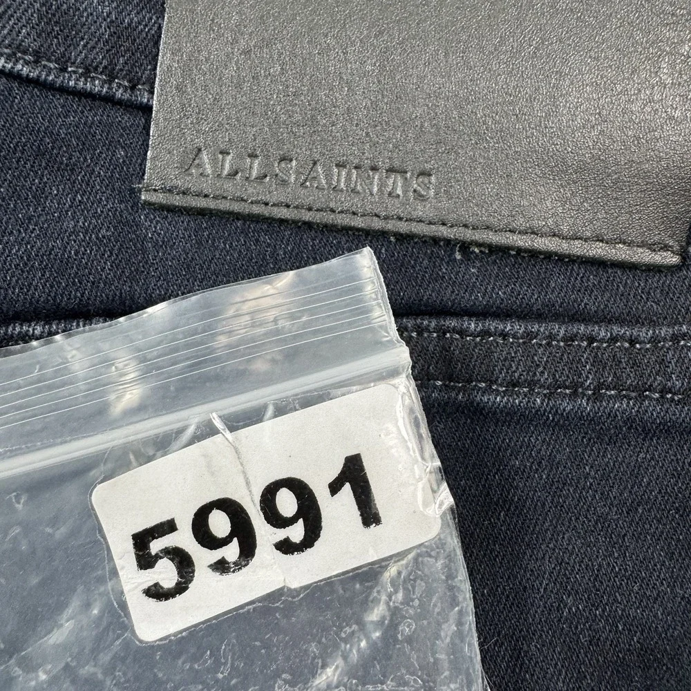 Allsaints Cigarette Midnight Navy Mens Button Fly Jeans Size 32X31